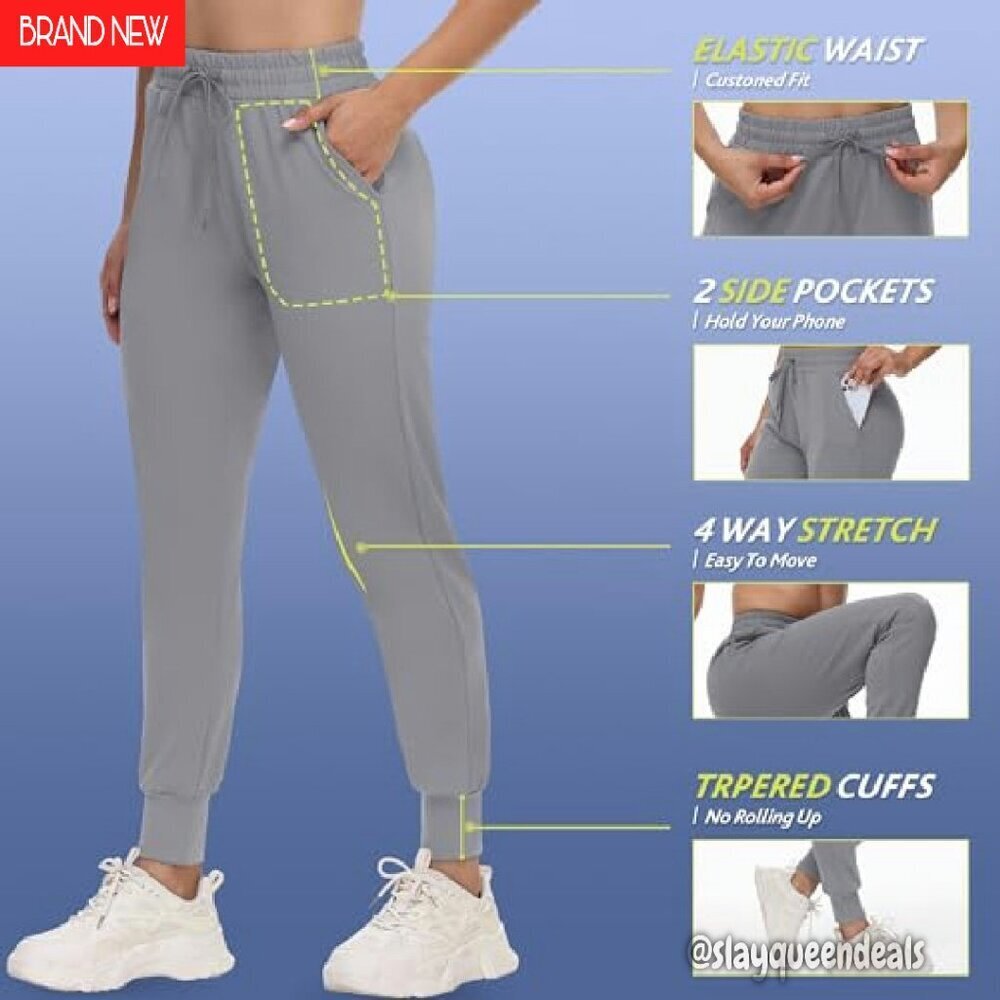 4 Pack Women's Joggers Sweatpants Lightweight Comfy Yoga Pants with Pockets - Picture 4 of 8
